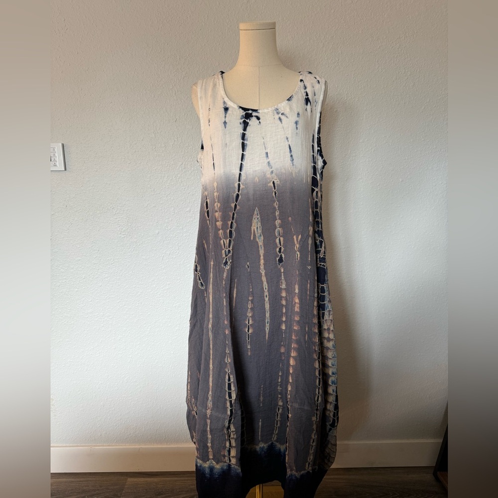 Eleven Stitch Tie Dye Travel Crinkle Bubble Dress Oversized Size Small